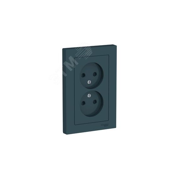 Розетка ATLASDESIGN двойная без заземления со шторками 16А в сборе изумруд SE (Systeme) ATN000822