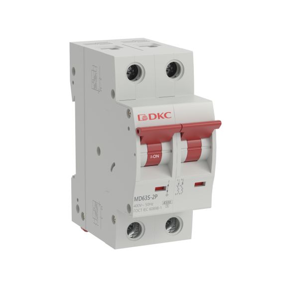 Автоматический выключатель модульный YON max типа MD63S, 4,5кА, 2 полюса, хар-ка C, 2А