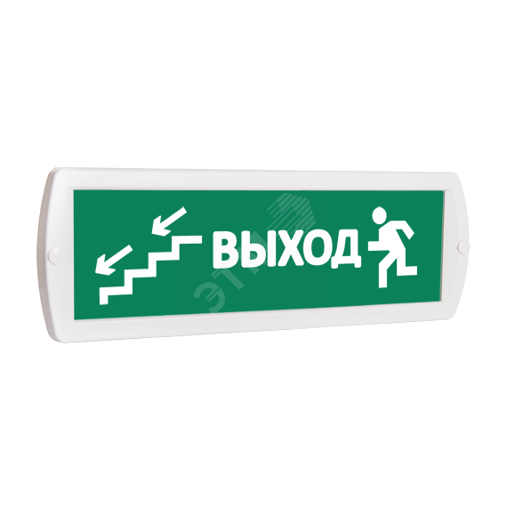 Оповещатель охранно-пожарный световой Т 220 Человек выход лестница стрелка влево вниз (зеленый фон) SLT Т 220 Чел выход лест стр вл вниз