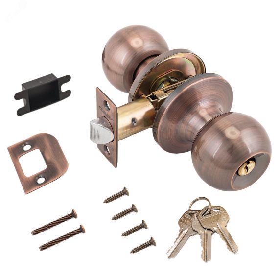 Ручка-защелка для межкомнатных дверей, СТАНДАРТ 607 ET AC медь ПТК 9864