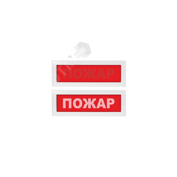 Оповещатель световой со скрытой надписью Молния-24 СН Пожар красный фон Вистл Молния 24 СН Пожар