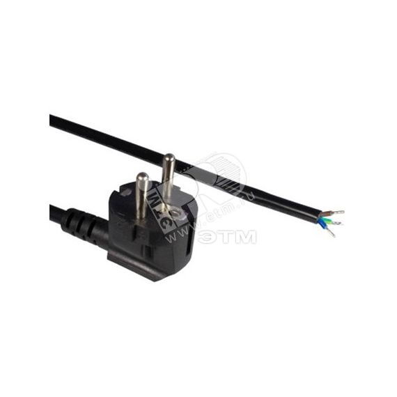 Кабель с вилкой Schuko 3.0 м (3x1.0 кв.мм) черный Hyperline 229246