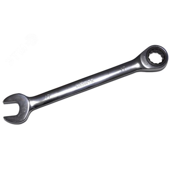 Ключ комбинированный трещоточный 15х15 хромированный Hortz 132559