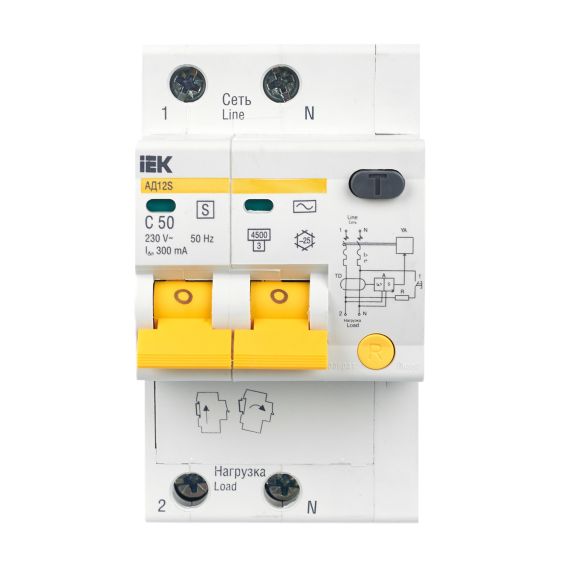 KARAT Дифференциальный автомат АД12S 2P 50А 300мА тип AC IEK