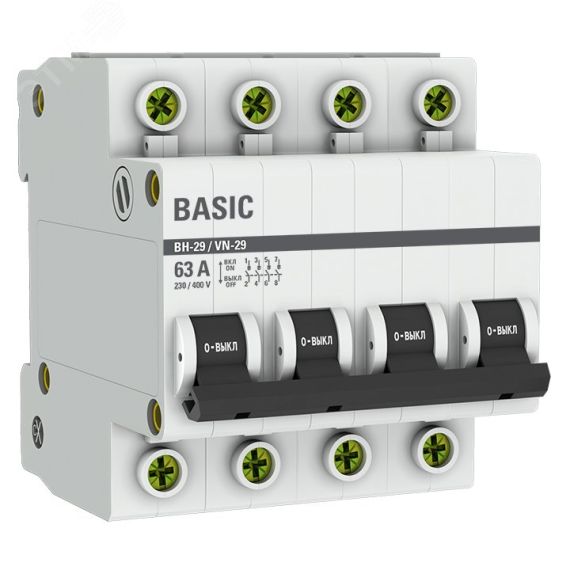 Выключатель нагрузки 4P 63А ВН-29 Basic EKF SL29-4-63-bas