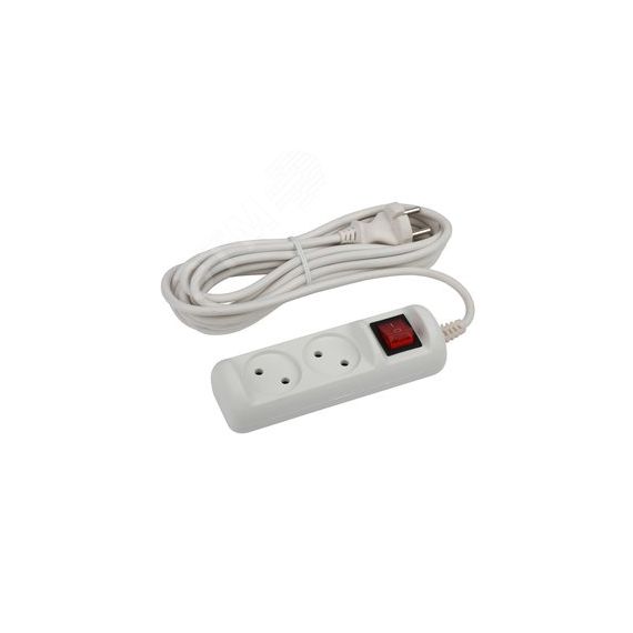 Удлинитель электрический U-2s-5m-2x1 без заземления c выключателем 2 розетки 5м ПВС 2x1мм2 10А ЭРА Б0044048