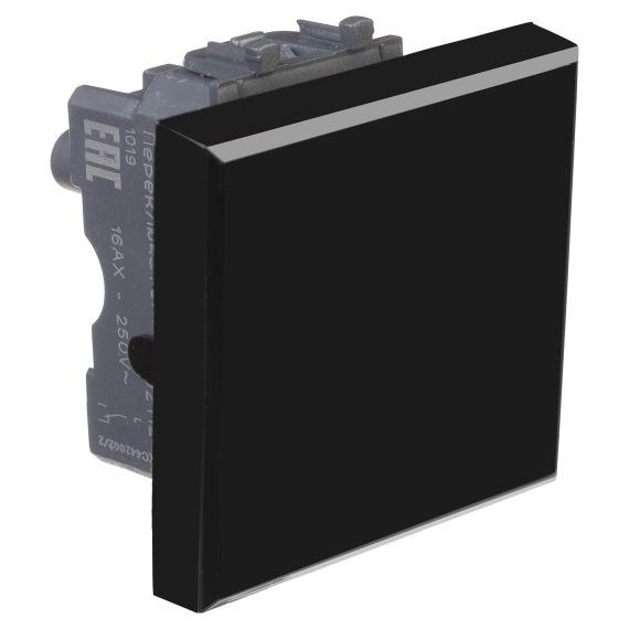 Переключатель одноклавишный модульный, &quot;Avanti&quot;, &quot;Черный квадрат&quot;, 2 модуля