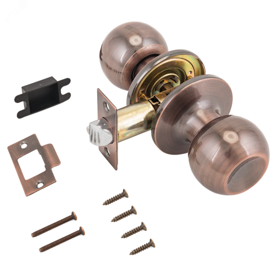 Ручка-защелка для межкомнатных дверей, СТАНДАРТ 607 PS AC медь ПТК 9873