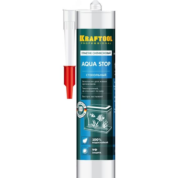 Герметик стекольный силиконовый Aqua Stop 300 мл прозрачный KRAFTOOL 41256-2