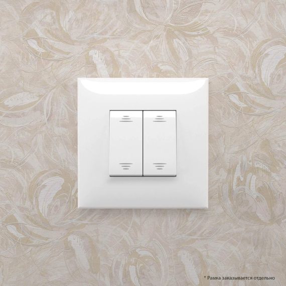 Выключатель двухклавишный в стену, &quot;Avanti&quot;, &quot;Белое облако&quot;