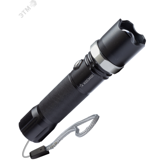 Фонарь ручной аккумуляторный 3Вт LED/линза/зум/Li-ion18650 1200mAh/анодир алюминий/USB-шнур, КОСМОС KOS112Lit