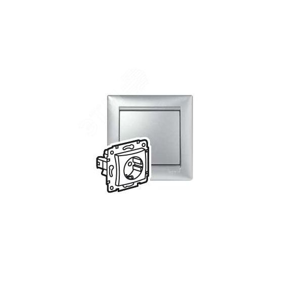VALENA Розетка 2Р+Т немецкий стандарт алюминий Daccord/Legrand 694342