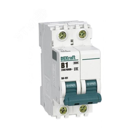 Выключатель автоматический двухполюсный 1А В ВА-101 4.5кА SE (Dekraft) 11013DEK