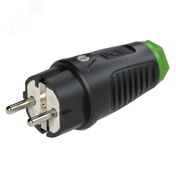 Вилка каб 16A/250V/2P+E/IP54 корпус черный, маркер зеленый PCE 0511-shu