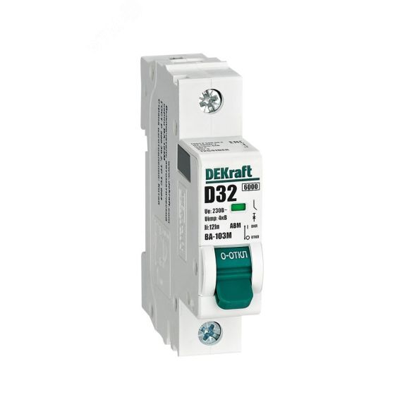 Выключатель автоматический без теплозащиты 1P 32А х-ка D 6кА ВА-103M SE (Dekraft) 12541DEK