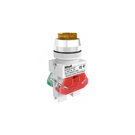 Выключатель кнопочный ВK-30 ABLFP диам. 30мм желтый LED 220В SE (Dekraft) 25049DEK