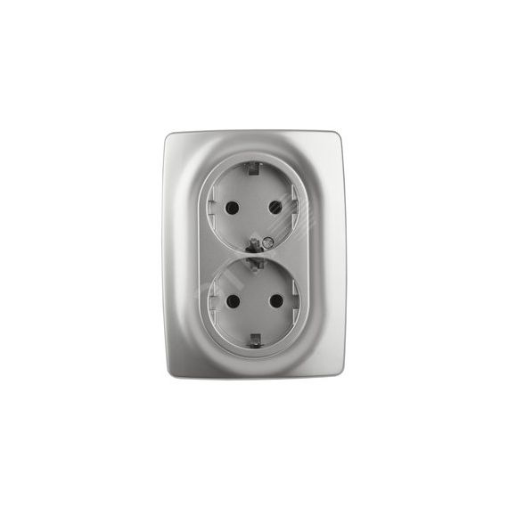Розетка 2X2P+E Schuko со шторками , 16A-250В, Эра12, алюминий, 12-2108-03 ЭРА Б0036444