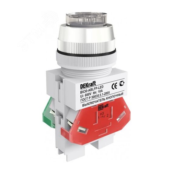 Кнопка ABLFP 30мм белая LED 220В ВK-30 SE (Dekraft) 25050DEK
