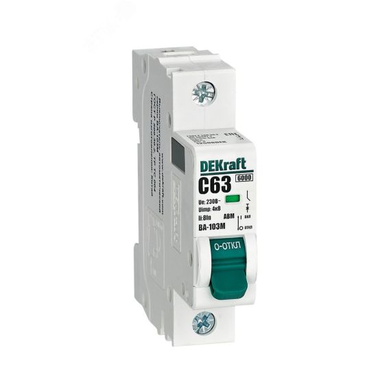Выключатель автоматический без теплозащиты 1P 63А х-ка C 6кА ВА-103M SE (Dekraft) 12508DEK