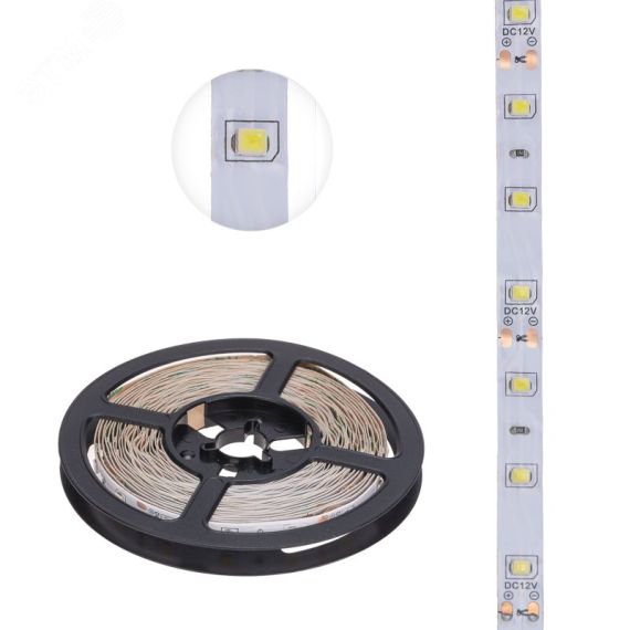 Лента LED 5 м 12 В 2835 2700 К IP23 60 LED/м для БП с клеммами LAMPER REXANT 141-2014