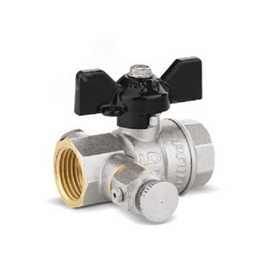 Кран шаровой латунный с дренажем и воздухоотводчиком трехходовой Ду15 Ру 40 бабочка LD Pride LD Pride 44.15.В-В.С.Б