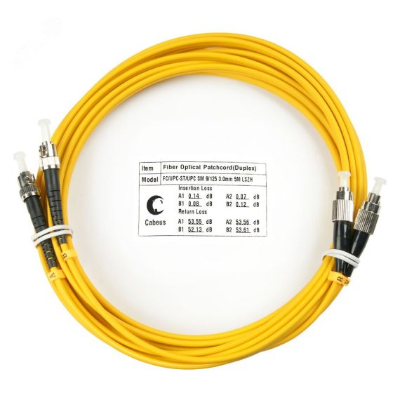 Шнур оптический duplex 7м FC-ST 9/125 sm LSZH Cabeus FOP(d)-9-FC-ST-7m