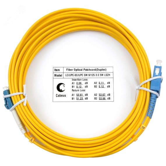 Шнур оптический duplex 7м LC-SC 9/125 sm LSZH Cabeus FOP(d)-9-LC-SC-7m