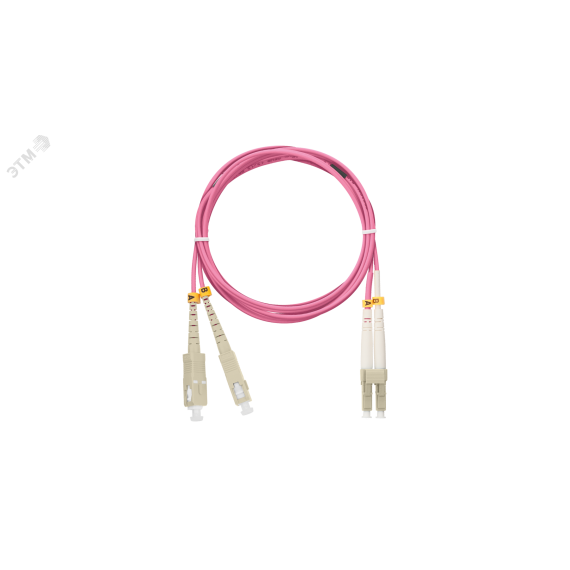 Шнур опт перех, мм 50/125 OM4, SC/UPC-LC/UPC, двойной, LSZH, 2мм, маджента, 2м NIKOMAX/NIKOLAN NMF-PC2M4C2-SCU-LCU-002