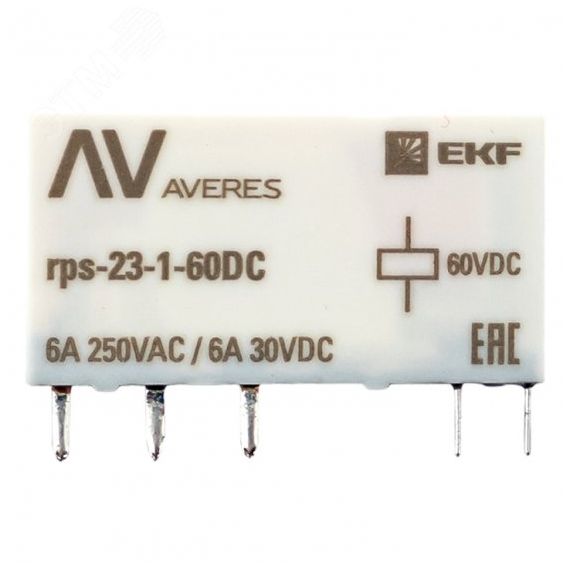 Реле промежуточное РП slim 23/1 6A 60В DC EKF rps-23-1-60DC