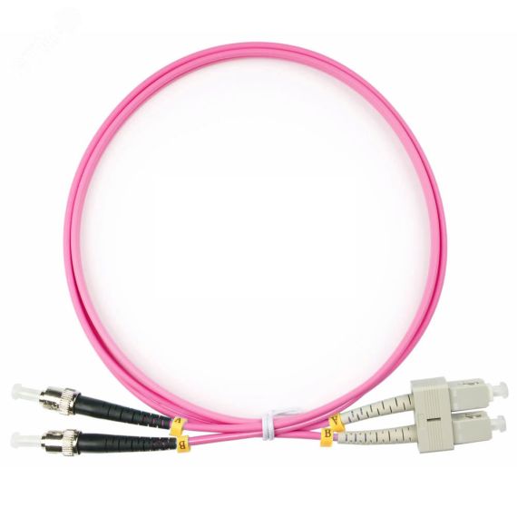 Шнур оптический duplex 1,5м SC-ST 50/125 мм OM4 LSZH Cabeus FOP-50-OM4-SC-ST-1,5m