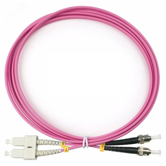 Шнур оптический duplex 2м SC-ST 50/125 мм OM4 LSZH Cabeus FOP-50-OM4-SC-ST-2m