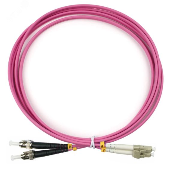Шнур оптический duplex 2м LC-ST 50/125 мм OM4 LSZH Cabeus FOP-50-OM4-LC-ST-2m