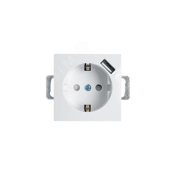 Розетка одноместная (механизм) с/з 250В, 16А с USB 1А, серия Эрна, белый, Stekker STEKKER PST16-9111-01 39318