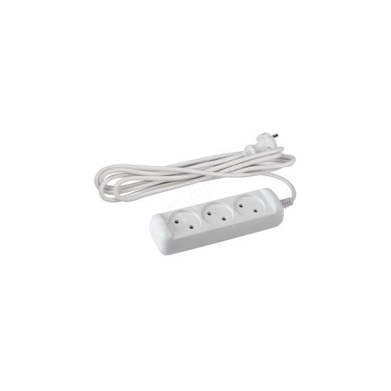 Удлинитель без зазeмл., 2х1мм2, 10А, ПВС, 3гн, 5м (10/840) U-3-5m-2x1 ЭРА Б0028356