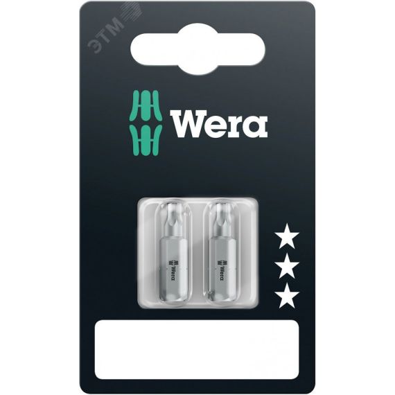 Бита 867/1 Z TORX SB вязкая твердость хвостовик 1/4 C 6.3 TX 20 x 25 мм 2 шт с держателем-еврослот WERA WE-073314