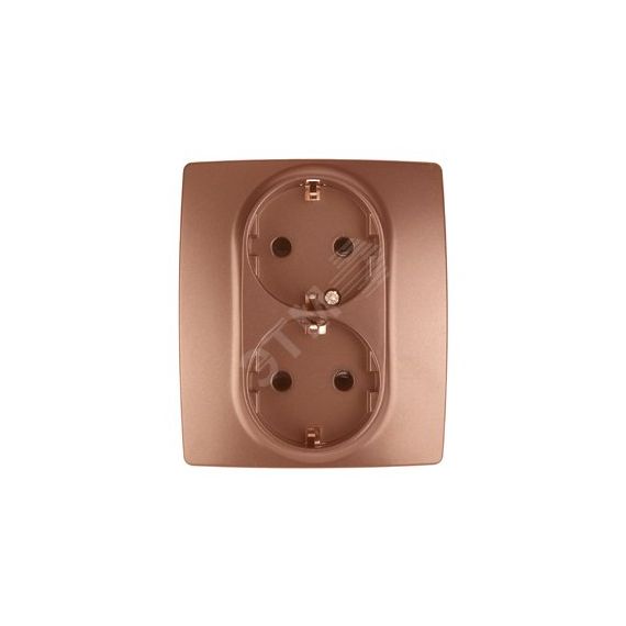 Розетка 2X2P+E Schuko со шторками, 16A-250В, Эра12, медь, 12-2104-14 ЭРА Б0019333