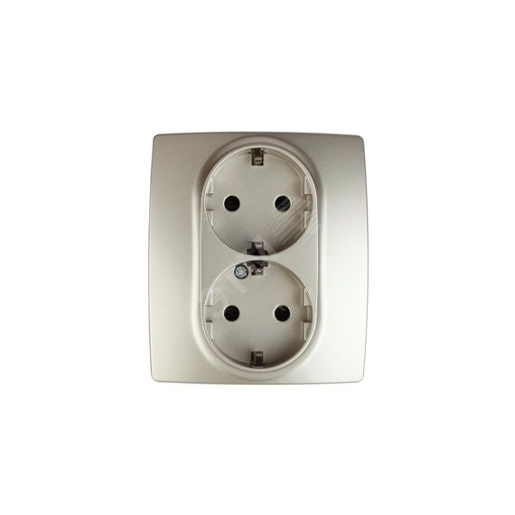 Розетка 2X2P+E Schuko со шторками, 16A-250В, Эра12, шампань, 12-2104-04 ЭРА Б0014702