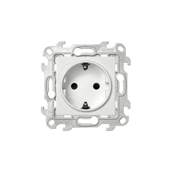 Розетка 2К+З Schuko со штор, белый Simon 2450432-030