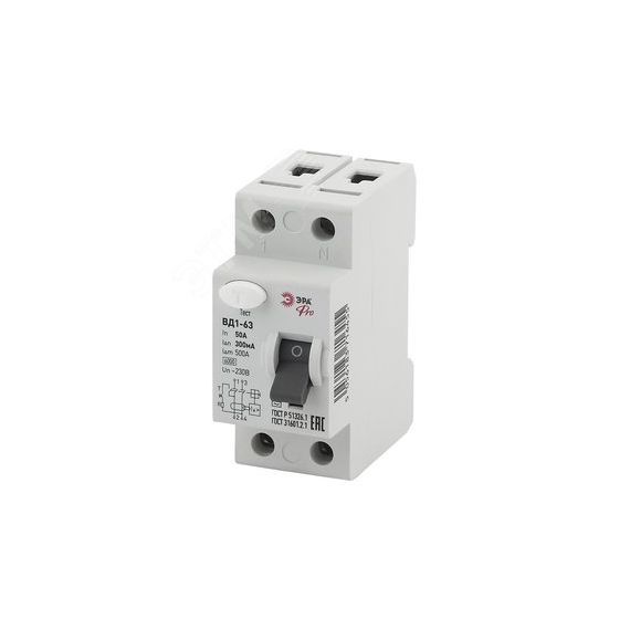 УЗО ВД1-63 Электромеханическое 1P+N 50А 300mA NO-902-70 Pro ЭРА Б0031909