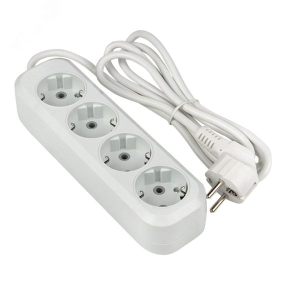 Удлинитель бытовой 4 гнезда шнур 2м с заземлением 16А ПВС 3х1 EKF UBA16-310-4-02