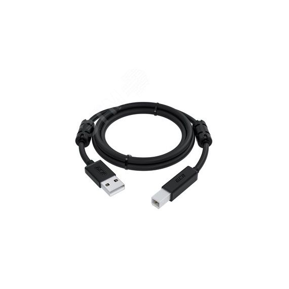 Кабель USB 2.0 AM на BM, 2 м., черный, ферритовые кольца Greenconnect GCR-52423