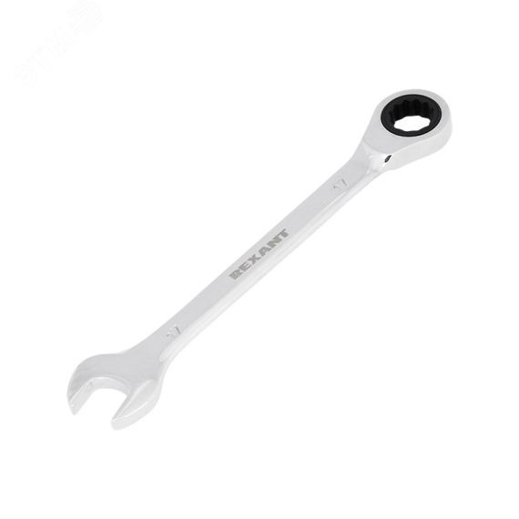 Ключ комбинированный трещоточный 17 мм, CrV, зеркальный хром REXANT 12-5812-1