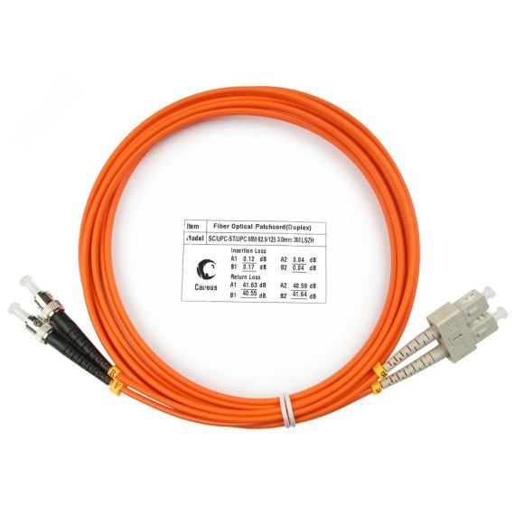 Шнур оптический duplex 3м SC-ST 62,5/125 мм LSZH Cabeus FOP-62-SC-ST-3m