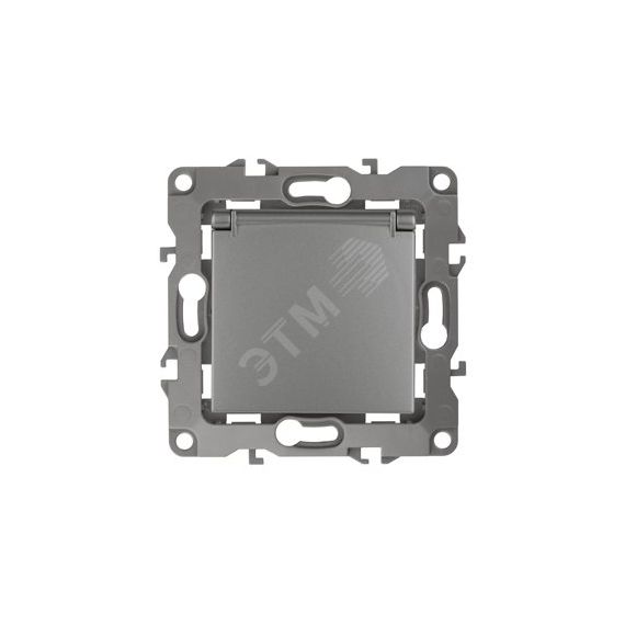 Розетка 2P+E Schuko со шторками с крышкой, 16A-250В, Эра12, графит, 12-2103-12 ЭРА Б0019327