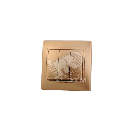 MIRA Выключатель трехклавишный золотой металлик Lezard 701-1313-109