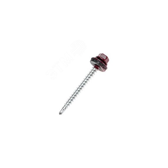 Саморез кровельный 4,8х50, окрашенный RAL 3005, короб (150 шт/уп) Kranz 1203-4850-3