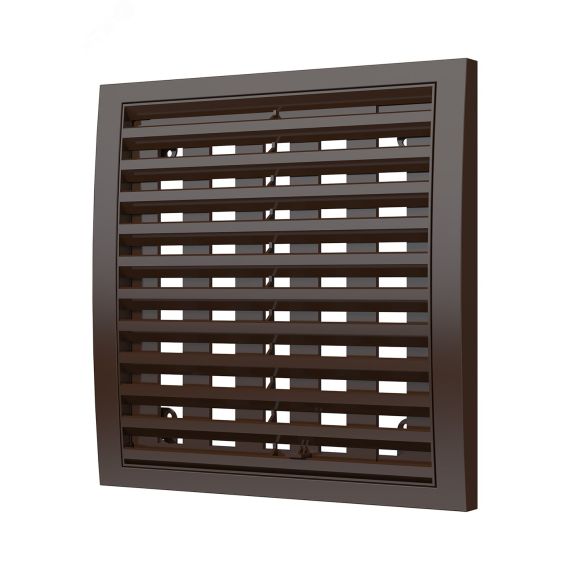 Решетка вентиляционная наружная регулируемая, из ASA пластика 200х200, цвет Коричневый ERA 2020РРПН кор