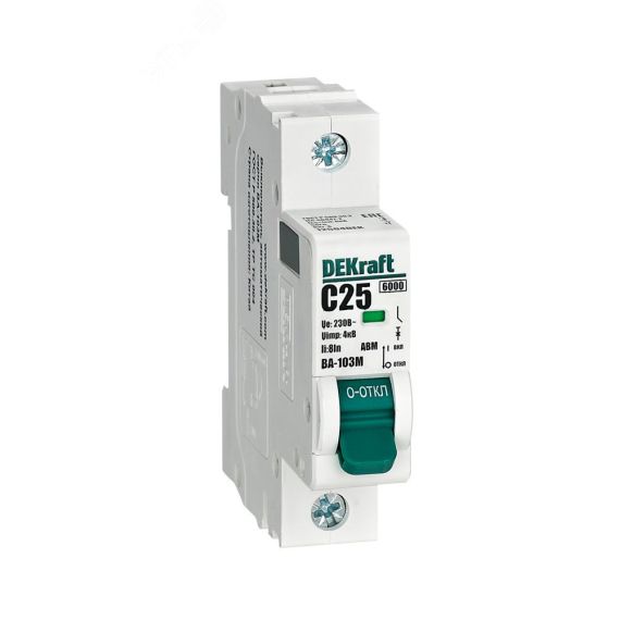 Выключатель автоматический без теплозащиты 1P 25А х-ка C 6кА ВА-103M SE (Dekraft) 12504DEK