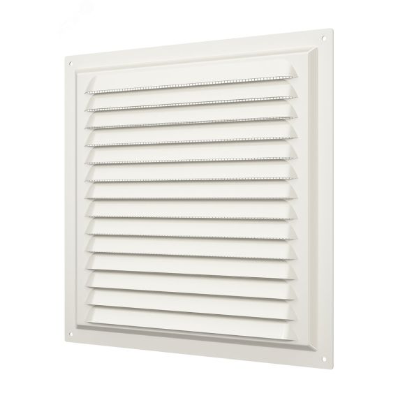 Решетка вентиляционная вытяжная стальная с покрытием полимерной эмалью и сеткой 250х250, цвет Слоновая кость ERA 2525МЭ Ivory