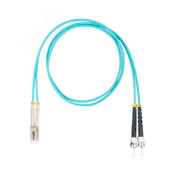 Шнур оптический коммутационный (патч-корд), LC-ST, дуплекс (duplex) OM3, нг(А)-HF, бирюзовый, 2,0 м Datarex DR-220363